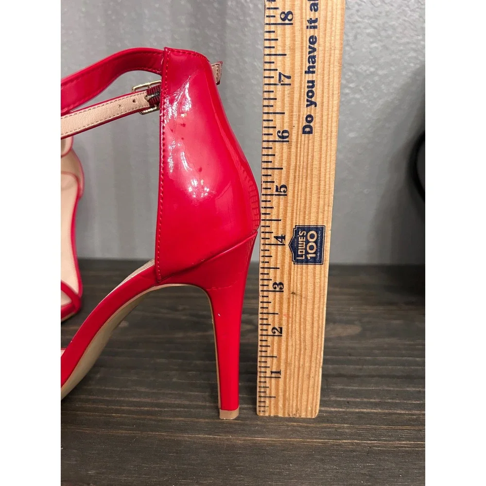 Red Ankle Strap Stiletto Heel Sandals Size 8.5 Sexy Party Date Night